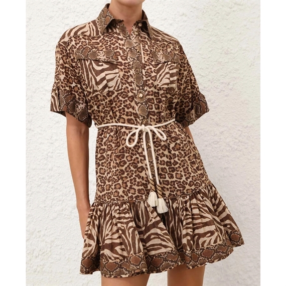 Zimmermann Wanderlust Lantern Mini Kjole, Spliced Print